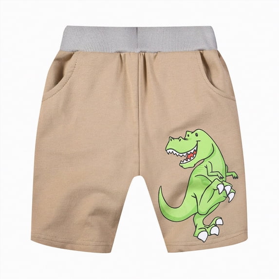 Kogui Boys Summer Shorts Boys 4-Way Stretch Pull-on Shorts Moisture Wicking Side Hand Pockets Outdoor 5t 6t (Khaki,5-6 Years)