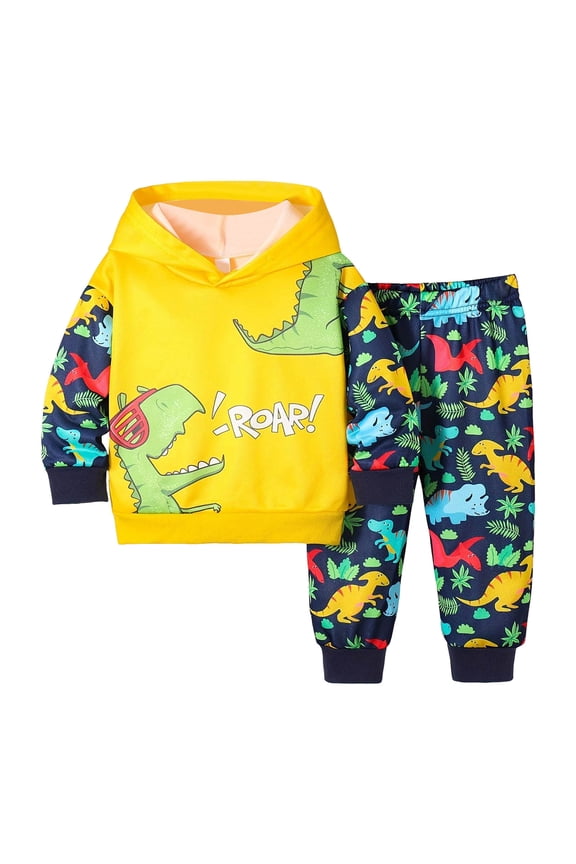 Boys Sweat Outfits Toddler Boy Clothes,Long Sleeve Printing Hoodie+Jeans Pants Toddlers Boys Outfits Set Kids Clothing 9 12 Months (Yellow,9-12 Months)
