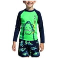 thumbnail image 1 of Kogui Boys Swim Trunks with Shirt Long Sleeve Toddler Boys Two Piece Swimsuit Kids Swim Set Bathing Suit Trunks and Shirt Size 4T 5T (Green,4-5 Years), 1 of 6