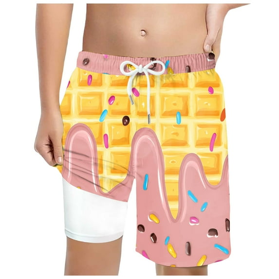 Kogui Boys' Swimwear Boys Swim Trunks with Compression Liner Swim Shorts Quick Dry Bathing Suits Swimwear Size 10-13 (Pink,10-13 Years)