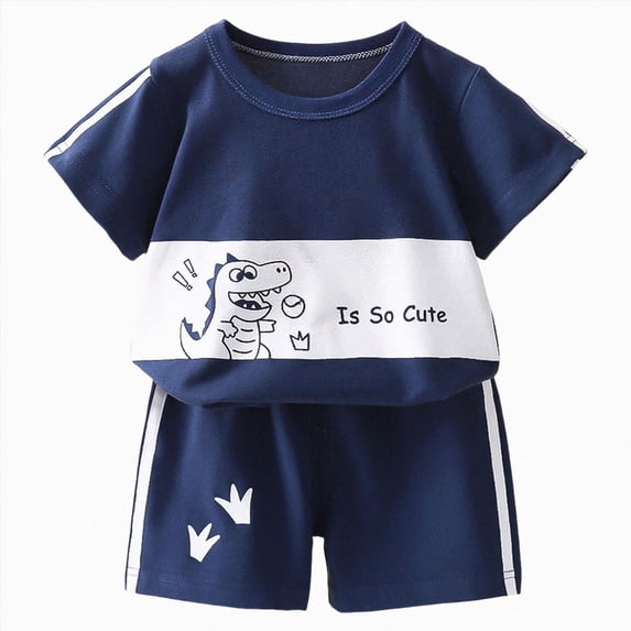 Kogui Boys Toddler Clothes Toddler Baby Boy Hooded Summer Outfit T-Shirt Shorts Set Infant Clothes 12 18 Months (Blue,12-18 Months)