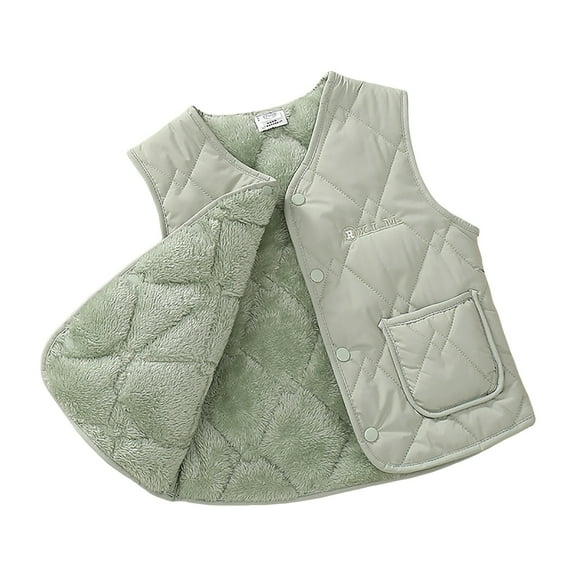 Kogui Boys Vest Fleece Vest for Girls Mock Neck Zip up Plaid Vests Comfortable Warm Flannel Jacket Coats for Fall Outfits Size 6-7 (Green,6-7 Years)