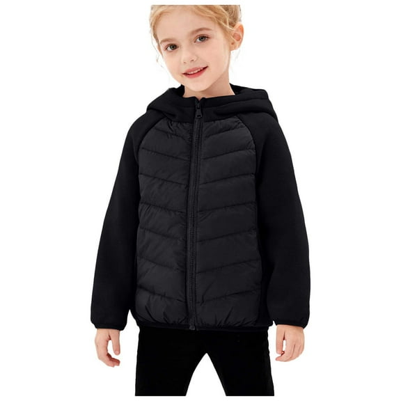 Kogui Boys Winter Coat Hooded Puffer Jackets for Boys and Girls – Lightweight and Packable – Autumn and Winter Coat, Warm and Comfy Size 11-12 (Black,11-12 Years)