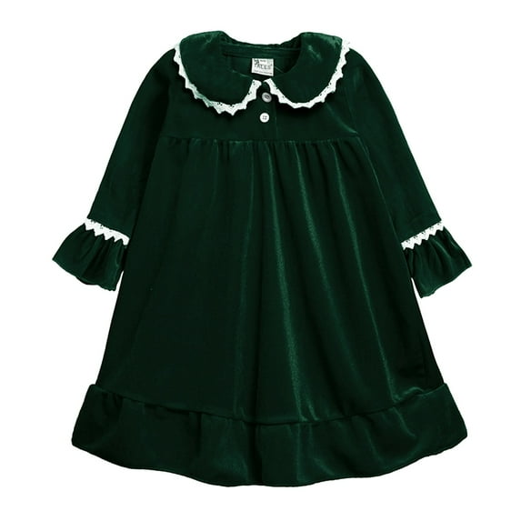 Kogui Christmas Dress Girls Fall Long Sleeve Dress Formal Dresses Size 5T 6T(Green,5-6 Years)