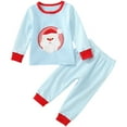thumbnail image 1 of Kogui Christmas Pajamas Baby and Toddler Toddler Boys Girls Thermal Underwear Long Sleeve T-shirt Leggings 2Pcs Kids Winter Base Layer Set Size 18 24 Months (Light Blue,18-24 Months), 1 of 7
