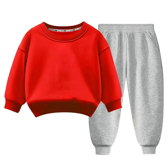 Kogui Clothes Sets for Girls Girls Clothes Back to School Outfits Print Sweatsuit with Leggings Kids Sweatpants Set Size 5-6 (Red,5-6 Years)