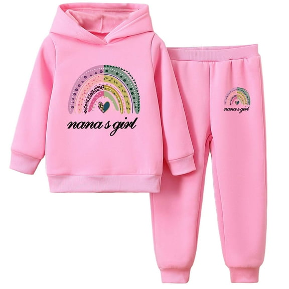 Kogui Clothes for Teen Girls Girls Clothes Sweatpants Print Hoodies Sweatshirt Fall Outfits Back to School Sweatsuit with Leggings Size 7-8 (Pink,7-8 Years)