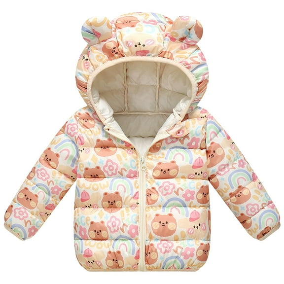 Kogui Coats for Girls Infant Baby Girls Coats Down Alternative Hoodie Coats Toddler Windproof Lightweight Winter Warm Puffer Jacket Coat 18 24 Months (Brown,18-24 Months)