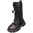 thumbnail image 1 of Kogui Combat Boots Kids Girls Boots, Lace Up Riding Boots, Leather Booties Knee High Leather Combat Boot Sole Chunky Heels Shoes Side Zipper Booties Size 3.5 (Black,Big Kids 3.5), 1 of 9