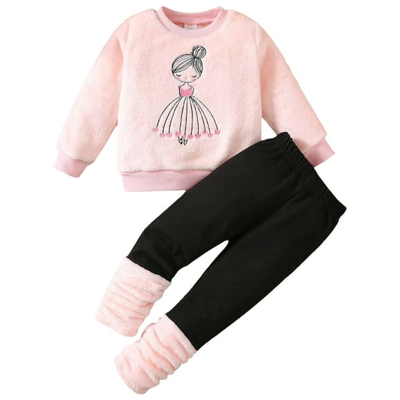 Kogui Cute Outfits for Girls Kids Girls' Clothing Sets Girls Pullover Sweatshirt and Pants Set Toddler to Big Kid Size 2T 3T (Pink,2-3 Years)