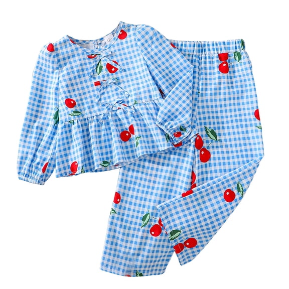 Kogui Cute Outfits for Teen Girls Girls 2 Piece Outfits Graphic Long Sleeve Tops And Leggings Set Size 5T 6T (Blue,5-6 Years)