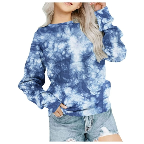 Kogui Cute Shirts for Teen Girls Baby Girls Sweatshirt Cotton Long Sleeved Tops T-Shirts Kids Toddler Pullover Size 11-12 Years (Blue,11-12 Years)