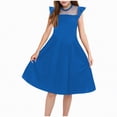 thumbnail image 1 of Kogui Cute Summer Dresses for Girls Girl's Flowy Dress Ruched Sleeveless Layered Ruffle Short Smocked Summer Dresses Size 15-16 (Blue,15-16 Years), 1 of 5