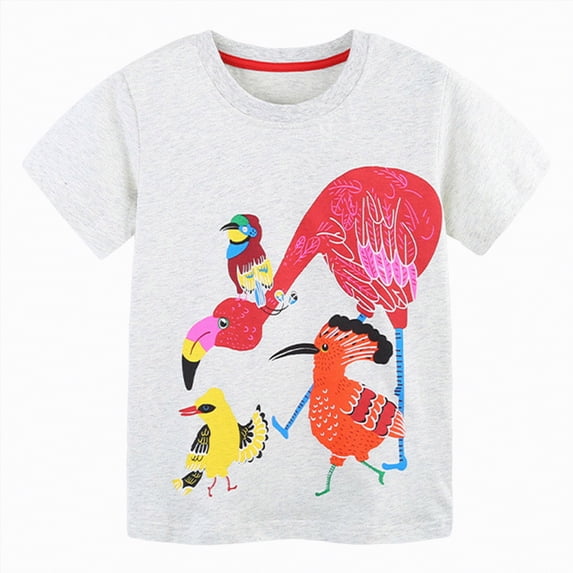 Kogui Cute Summer Tops for Teen Girls Girls Short Sleeve T-Shirts Crop Top Short Sleeve Round Neck Loose Basic Tees for Summer Size 6-7 (White,6-7 Years)