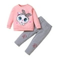 thumbnail image 1 of Kogui Cute Toddler Girl Outfits Fall Toddler Girl Clothes Kid Fall Outfit Long Sleeve Shirt Top Pants Winter Clothing Set Size 2t 3t (Pink,2-3 Years), 1 of 6