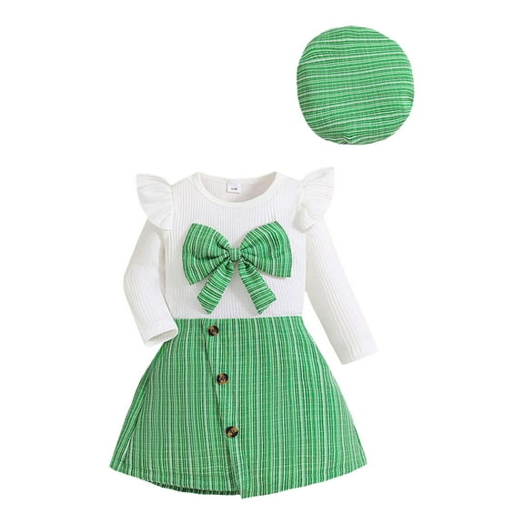 Kogui Cute Toddler Girl Outfits Toddler Girl's 3 Piece Outfit Plaid Print Jacket with Belt Skirts Rib Knit Tank Top Size 2T 3T (Green,2-3 Years)