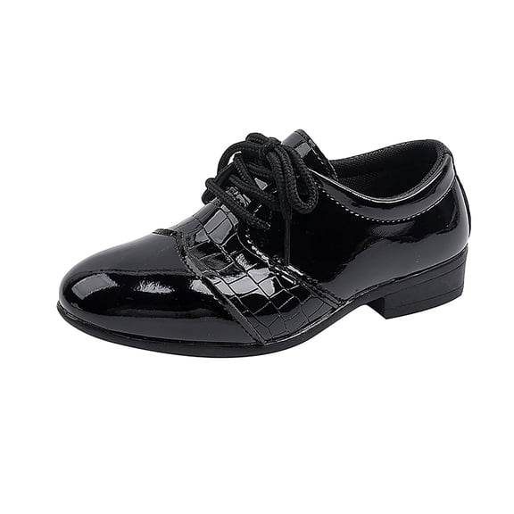 Kogui Dress Shoes Boy Boys Girls Oxford Leather Shoes Little Kid Wedding Dress Shoes Size 3 (Black,Big Kids 3)