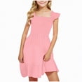 thumbnail image 1 of Kogui Dresses for Baby Girl Girls Dress Summer Ruffle Sleeve Mesh A Line Casual Party Dresses with Pockets 3T 4T (Pink,3-4 Years), 1 of 5
