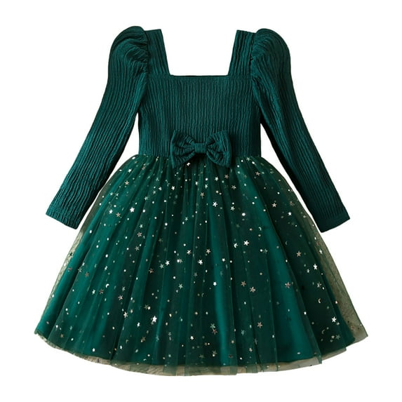 Kogui Dresses for Baby Girls Girls Dresses Toddler Winter Long Sleeve DressesSize 2T 3T(Green,2-3 Years)
