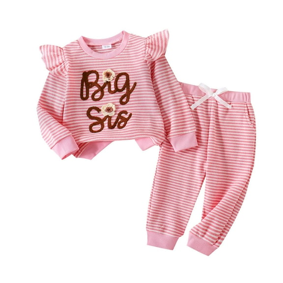 Kogui Fall Outfits for Kids Toddler Girl Clothes Kids Outfits Long Sleeve Ribbed Sweatshirt Bell Bottom Pants Set Fall Winter Clothing for Girls Size 4T 5T (Red,4-5 Years)