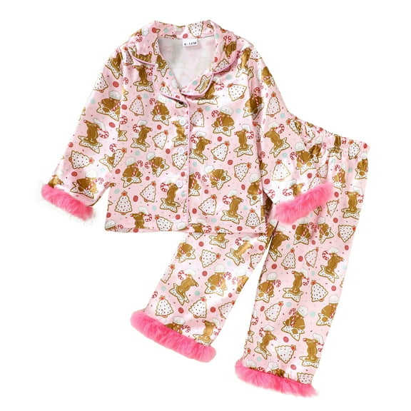 Kogui My First Christmas Baby Girl Pajamas Baby Button Down Pajamas Set Shirt and Pants Toddler Cotton Pjs Long Sleeve Sleepwear Size 12 18 Months (Red,12-18 Months)