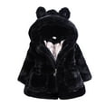 thumbnail image 1 of Kogui Fleece Jackets For Girls Toddler Baby Girls Fur Jacket Fall Winter Trendy Warm Fleece Coat Lightweight Fuzzy Cardigans Jacket Size 18 24 Months (Black,18-24 Months), 1 of 4