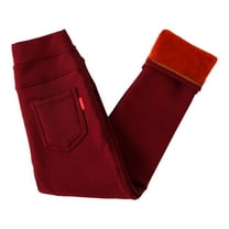 Kogui Fleece Lined Leggings Girls Girls Winter Leggings Fleece Lined Toddler Kids Basic Full Length Pants Size 3T 4T (Wine,3-4 Years)