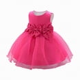 thumbnail image 1 of Kogui Flower Girl Dresses for Wedding Infant Baby Girls Wedding Flower Girl Dress Pearls Tulle Tutu Dress Bowknot V Back Pageant Party Birthday Formal Dresses 3 6 Months (Hot Pink,3-6 Months), 1 of 1