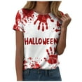 thumbnail image 1 of Kogui Funny Shirts for Women Fall Halloween Raglan Color Block T-Shirt for Women Pumpkin Short Sleeve Shirt Casual Autumn Graphic Tee Tops (White,L), 1 of 7