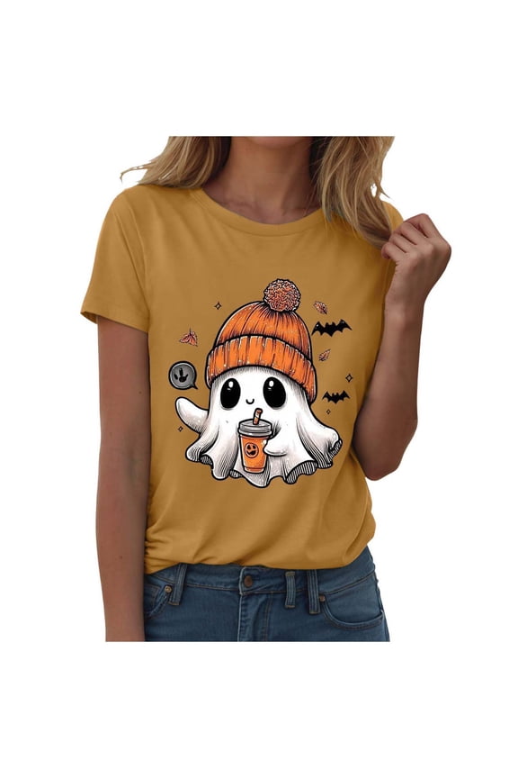 Funny Shirts for Women Shirt Women Halloween Shirts Twist The Bones Graphic Tee Tops Halloween Movie Clothes (Yellow,S)