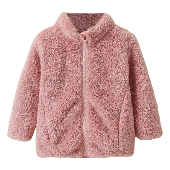 Kogui Fur Jacket Girls Girls Fleece Jacket Toddler Winter Sherpa Full-Zip Outerwear Coat Size 6 9 Months (Pink,6-9 Months)