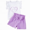 thumbnail image 1 of Kogui Girl Baby Clothes Toddler Baby Girl Summer Outfits Short Sleeve T-Shirt and Shorts 2Pcs Clothes Set for Girls 5T 6T (Purple,5-6 Years), 1 of 6