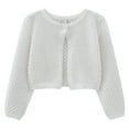 thumbnail image 1 of Kogui Girl Cardigan Girls Open Front Bolero Shrug Kids Long Sleeve Cropped Elegant Cardigan Knit Sweater Size 3T 4T (White,3-4 Years), 1 of 5