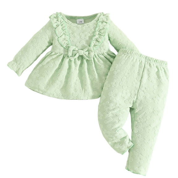 Kogui Girl Clothes Trendy Sets Baby Girl Clothes Set Toddler Infant Girls Shirt Top Pants 2PC Outfits Size 6 9 Months (Light Green,6-9 Months)