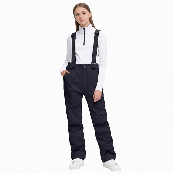 Kogui Girl Hiking Pants Boys Girls Insulated Snow Pant Kids Winter Warm Ski Pants Thick Water-Resistant Windproof Outdoor Snowbib Snowboard Overalls Size 7-8 (Black,7-8 Years)