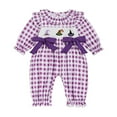 thumbnail image 1 of Kogui Girl Long Sleeve Romper Baby Girl Clothes Romper Long Sleeve Ruffle Jumpsuit Cute Girl Fall Winter Outfits with Headband 0 3 6 9 12 18 24 Months (Purple,6-9 Months), 1 of 5
