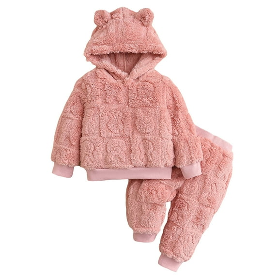 Kogui Girl Outfit Autumn Winter Newborn Girls Clothes Print Hoodies Sweatshirt And Sweatpants Outfit Suit Infant Girls Clothing Set Size 18 24 Months (Pink,18-24 Months)