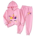 thumbnail image 1 of Kogui Girl Outfit Girls 2 Pieces Outfit Sets Graphic Fleece Splice Hoodies with Leggings Set Size 4T 5T (Pink,4-5 Years), 1 of 7