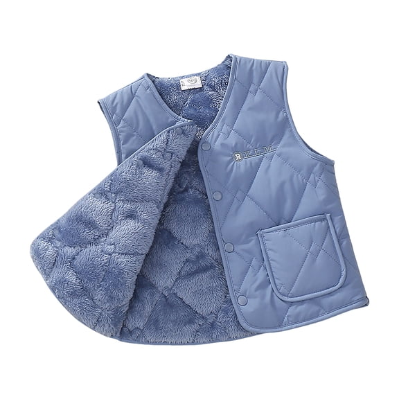 Kogui Girl Warm Vest Fleece Vest for Girls Mock Neck Zip up Plaid Vests Comfortable Warm Flannel Jacket Coats for Fall Outfits Size 6-7 (Blue,6-7 Years)