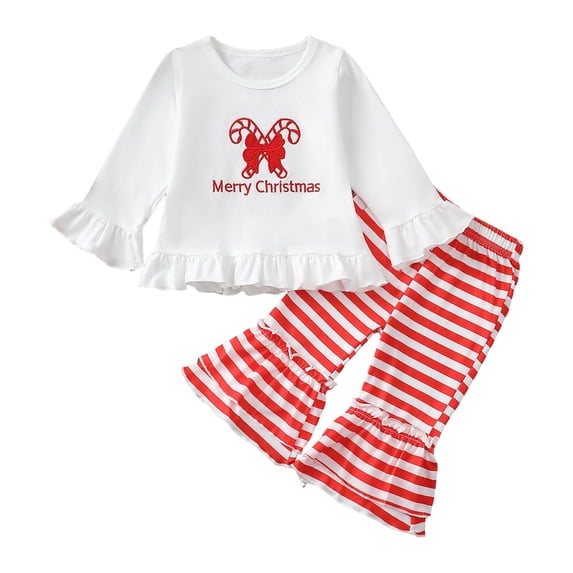 Kogui Girls 2 Piece Outfits Adorable Cute Toddler Baby Girls Clothes Set,Long Sleeve T-Shirt + Pants Outfit Size 18 24 Months (Red,18-24 Months)
