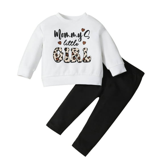 Kogui Girls 2 Piece Outfits Long Sleeve Kid Toddler Girl Clothes Sleeve Top+Bottom Jeans Pants 2PC Fall Winter Outfit Set 2T 3T (White,2-3 Years)