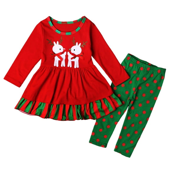 Kogui Girls 2 Piece Outfits Toddler Baby Girl Clothes Cute Long Sleeve Sweatshirt Sweatpant Outfits Fall Winter Tops Pant Outfit Sweatsuit 1T 2T (Red,1-2 Years)