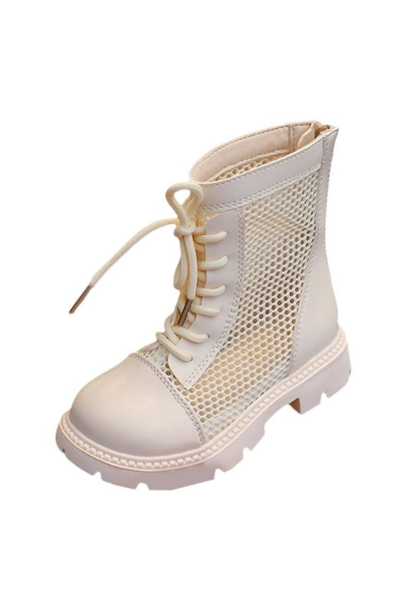 Girls Ankle Boots Girl's and Toddler Faux Leather Booties Ankle Boot Size 3.5 (White,Big Kids 3.5)