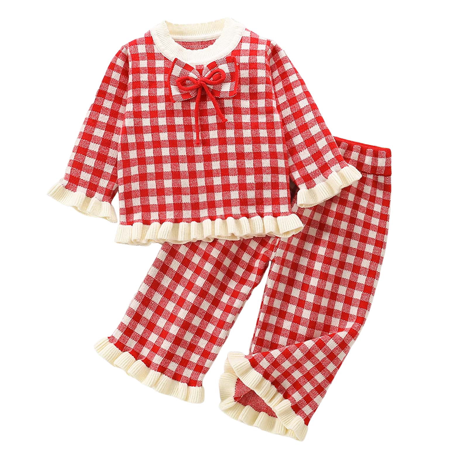 Kogui Girls Back To School Outfit Baby Girl Fall Winter Clothes Toddler Sweatsuit Outfit Floral Print Sweatshirt Long Sleeve Shirt Top Pants Clothing Size 1T 2T (Red,1-2 Years)