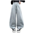 thumbnail image 1 of Kogui Girls Baggy Sweatpants Girls Wide Leg Sweatpants High Waisted Cute Pants Size 9-10 (Grey,9-10 Years), 1 of 9