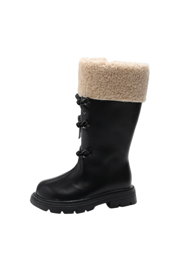 Girls' Boots Girls Kids Winter Cute Knee High Fashion Side Zipper Riding Boots Size 12 (Black,Little Kids 12)