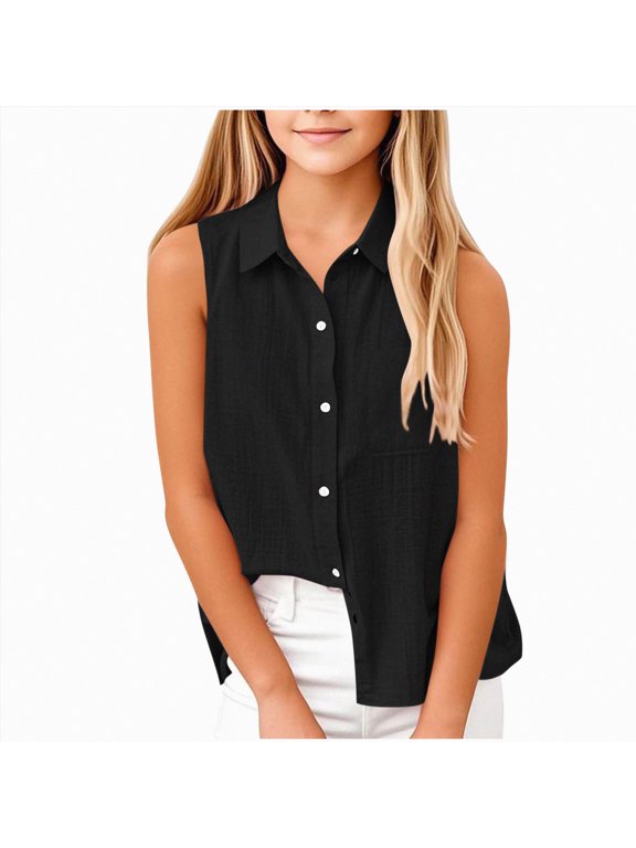 Girls Cami Tank Tops Camisole Tank Tops for Girls, Stretch Undershirts Comfortable Camis Size 13-14 (Black,13-14 Years)