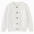 thumbnail image 1 of Kogui Girls Cardigan School Uniform Girls Cardigan Sweater Kids Chunky Sweater Cardigan Casual Open Front Outerwear 5T 6T (White,5-6 Years), 1 of 7