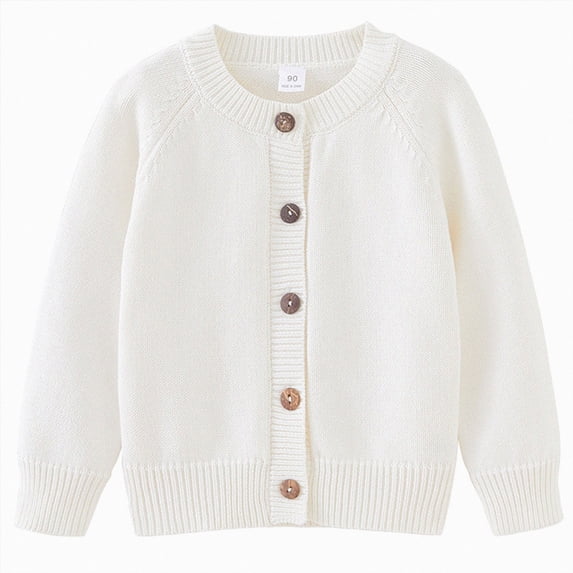 Kogui Girls Cardigan School Uniform Girls Cardigan Sweater Kids Chunky Sweater Cardigan Casual Open Front Outerwear 5T 6T (White,5-6 Years)