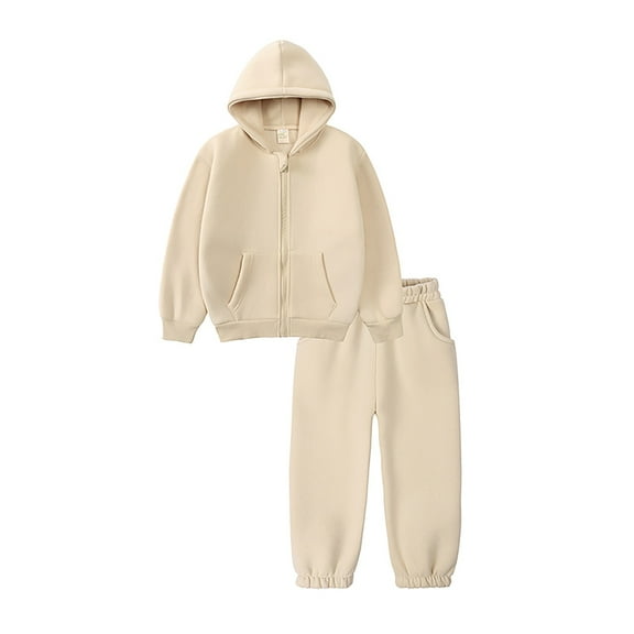 Kogui Girls Clothes Girls Outfit Sets Athletic Cute Bow Graphic Hoodies And Sweatpants 2 Piece Girls Sweatsuit Casual Spring Fall Kids Size 7-8 (Beige,7-8 Years)